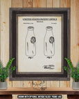 Milk Bottle Patent Print - 1925 Farming Invention at Adirondack Retro