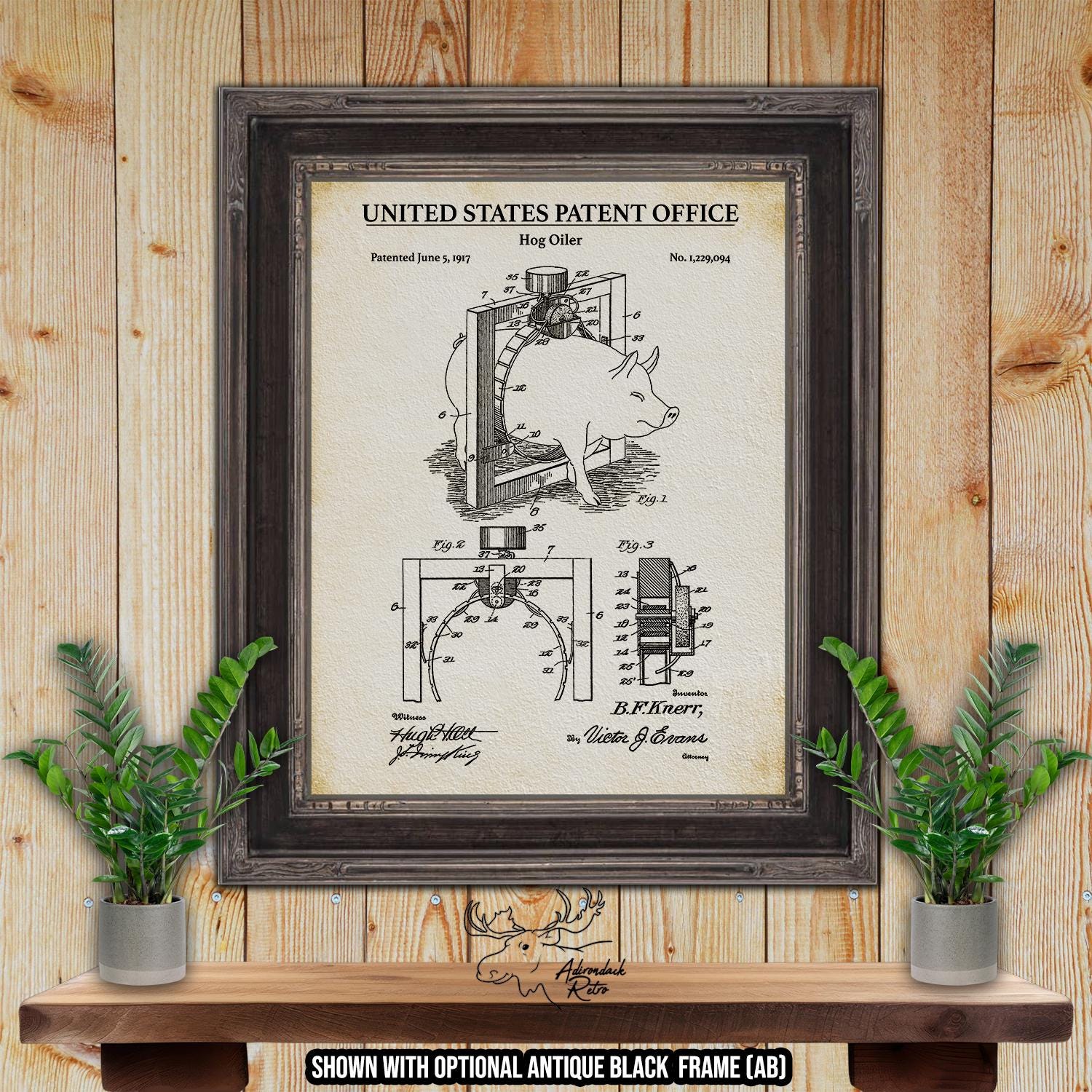 Hog Oiler Patent Print - 1917 Farming Invention at Adirondack Retro