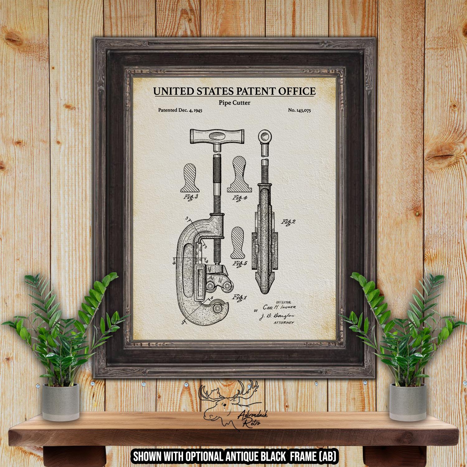 Pipe Cutter Patent Print - 1945 Plumbing Tool Invention at Adirondack Retro