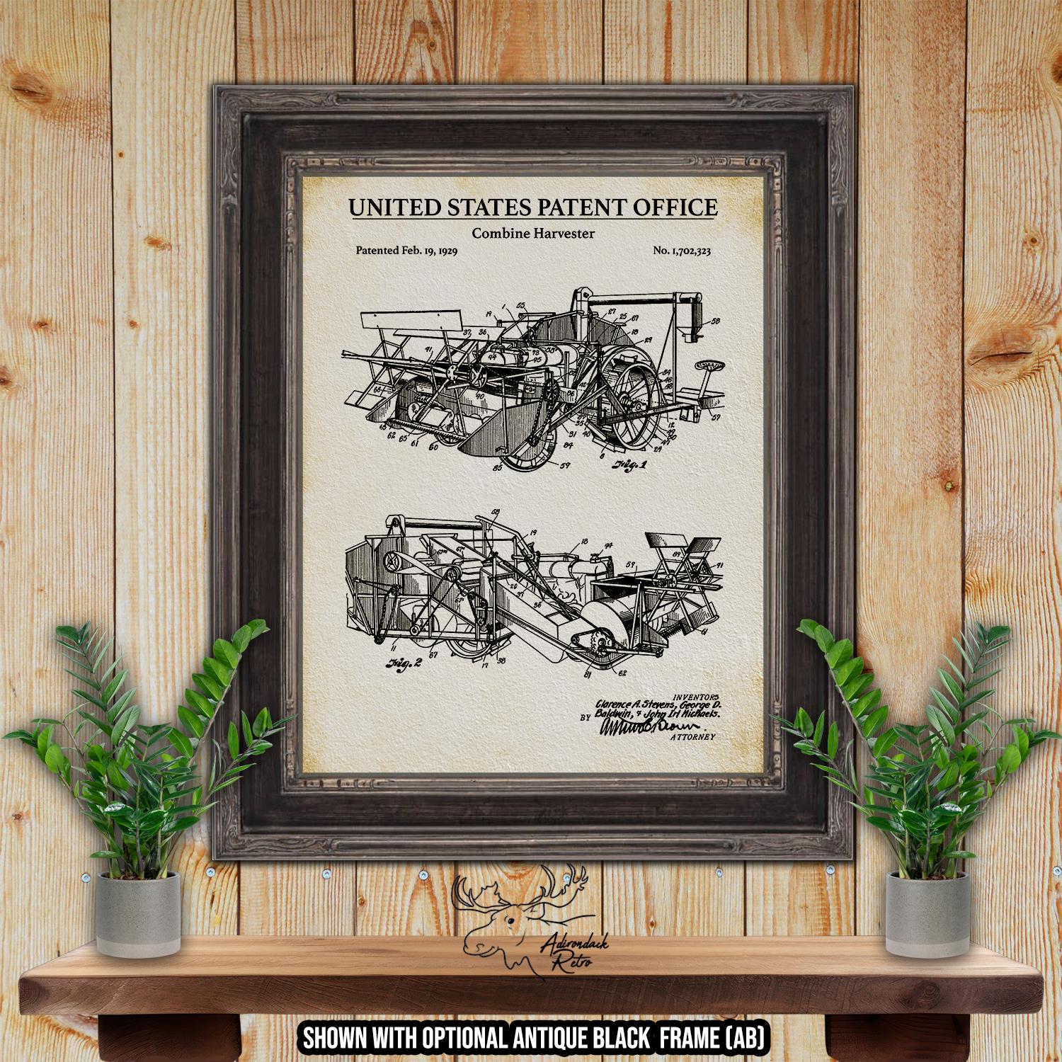 Combine Harvester Patent Print - 1929 Tractor Invention at Adirondack Retro