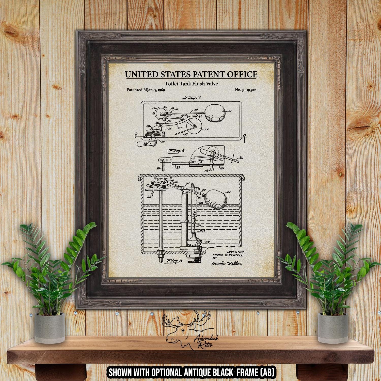 Toilet Tank Flush Valve Patent Print - 1969 Plumbing Invention at Adirondack Retro