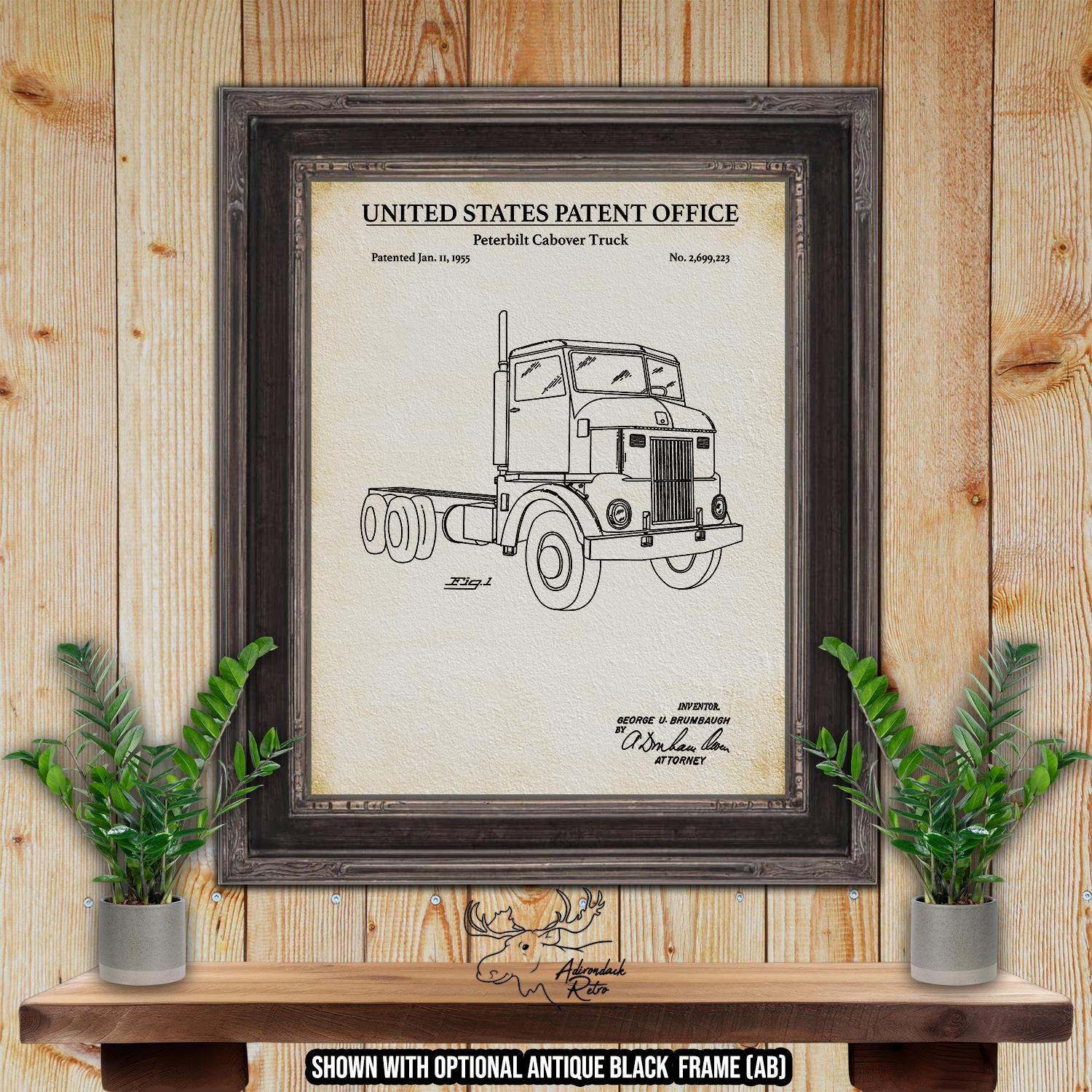 Semi Truck Patent Print Set of 4