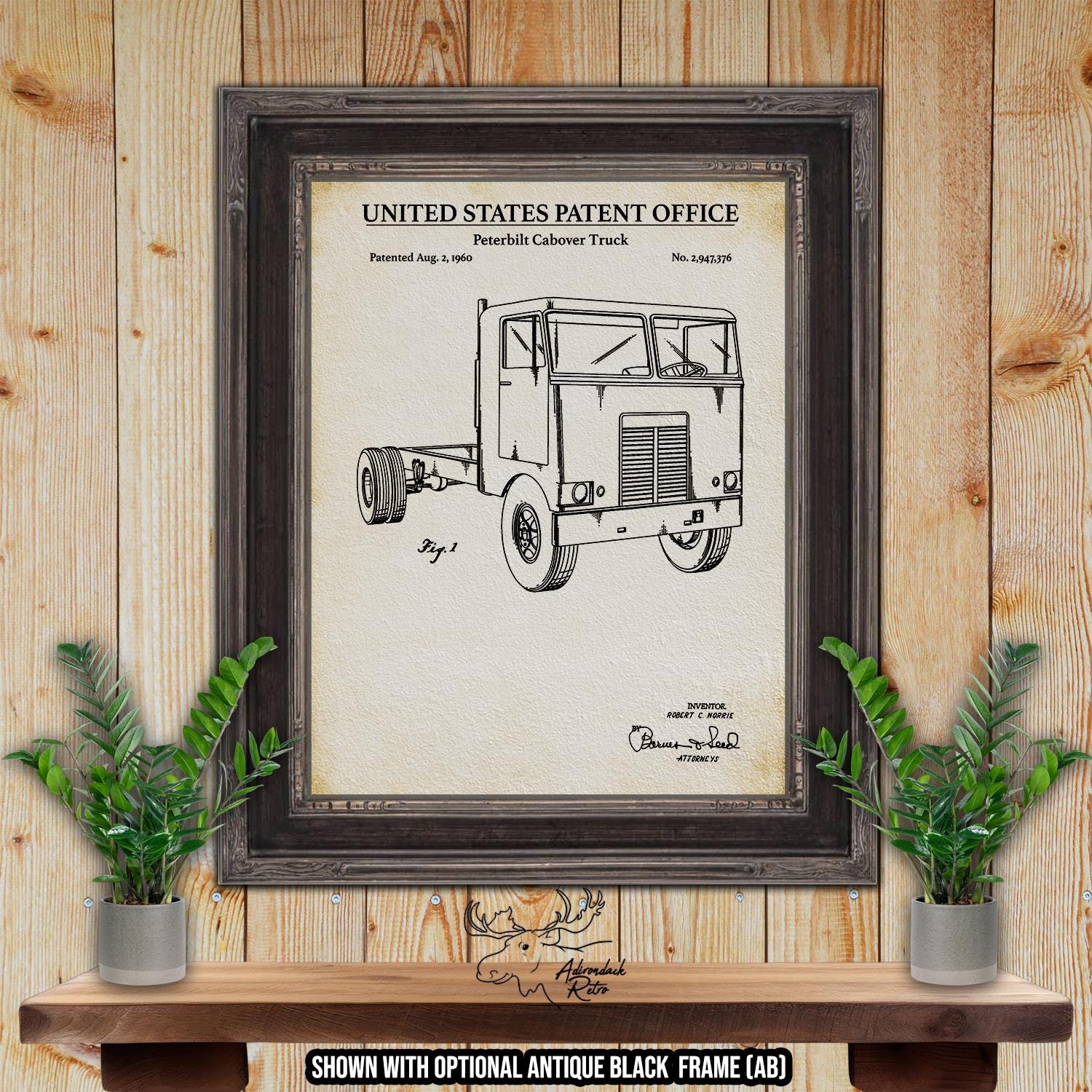 Semi Truck Patent Print Set of 4