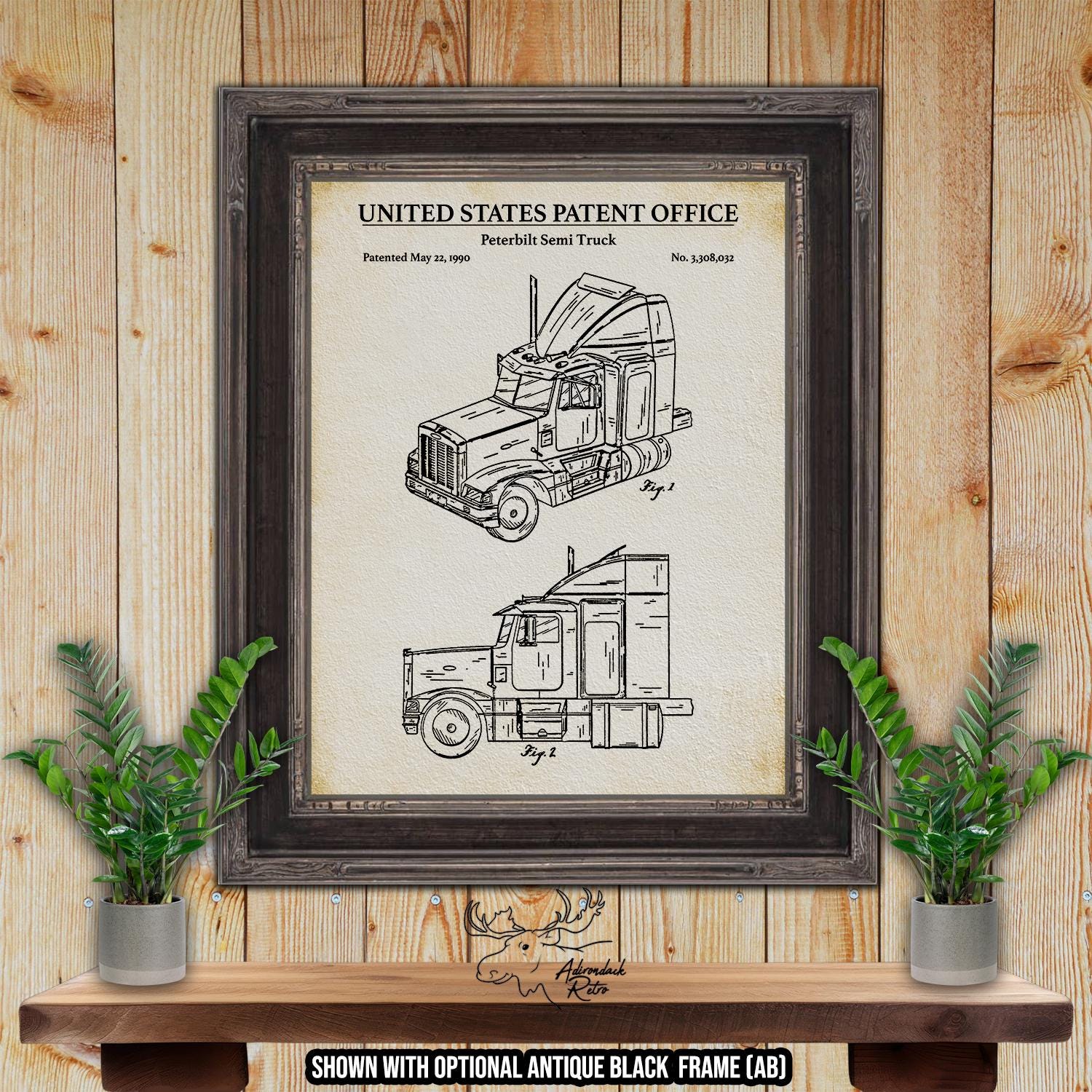 Semi Truck Patent Print Set of 4