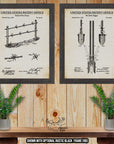 Barbed Wire Fence Patent Print Set of 2 - Vintage Ranching Posters - Rustic Farming Inventions at Adirondack Retro