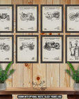 Tractor Patent Print Set of 8 - Rustic Tractor Posters - Vintage Tractor Inventions at Adirondack Retro