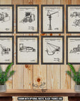 Construction Equipment Patent Print Set of 8 - Heavy Equipment Poster Set - Construction Vehicle Inventions at Adirondack Retro