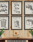 Garbage Removal Patent Print Set of 6 - Waste Management Poster Set - Retro Trash Removal Inventions at Adirondack Retro