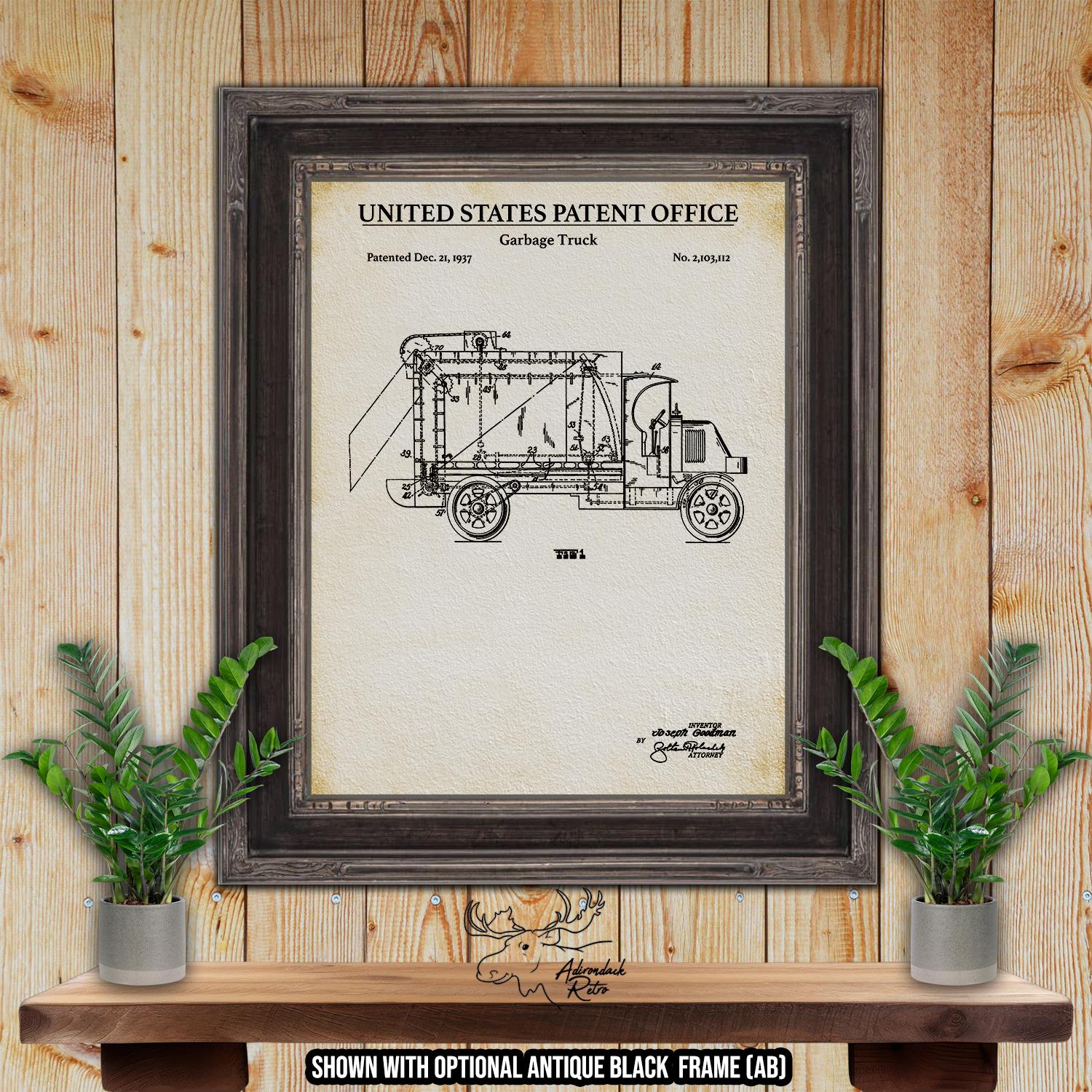 Garbage Truck Patent Print Set of 4