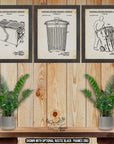 Trash Removal Patent Print Set of 3 - Retro Sanitation Prints - Waste Management Inventions at Adirondack Retro