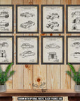 Classic Car Patent Print Set of 8 - Classic Car Posters - Retro Automobile Inventions at Adirondack Retro