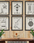 Fitness Equipment Patent Print Set of 6 - Home Gym Posters - Exercise Equipment Inventions at Adirondack Retro