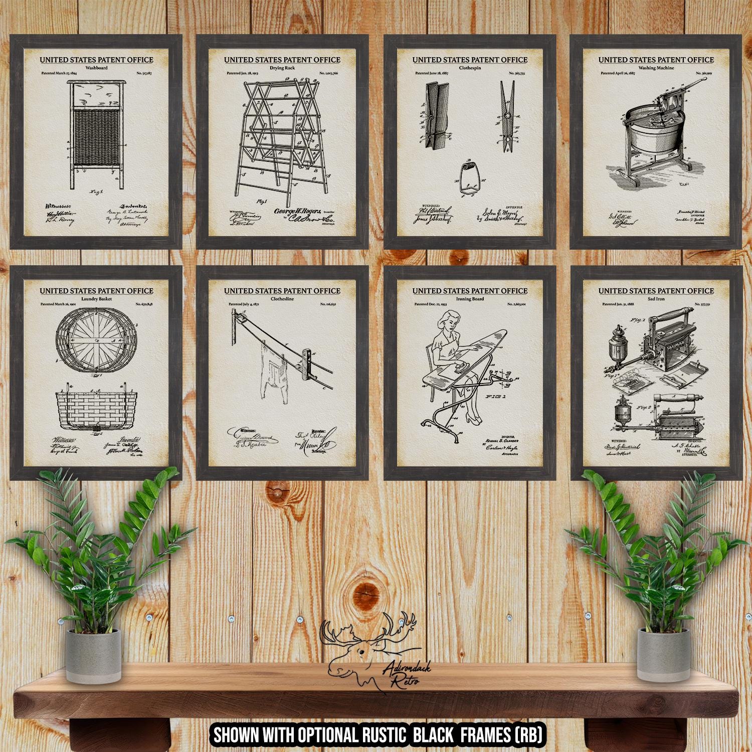 Laundry Room Patent Print Set of 8 - Laundry Room Inventions at Adirondack Retro