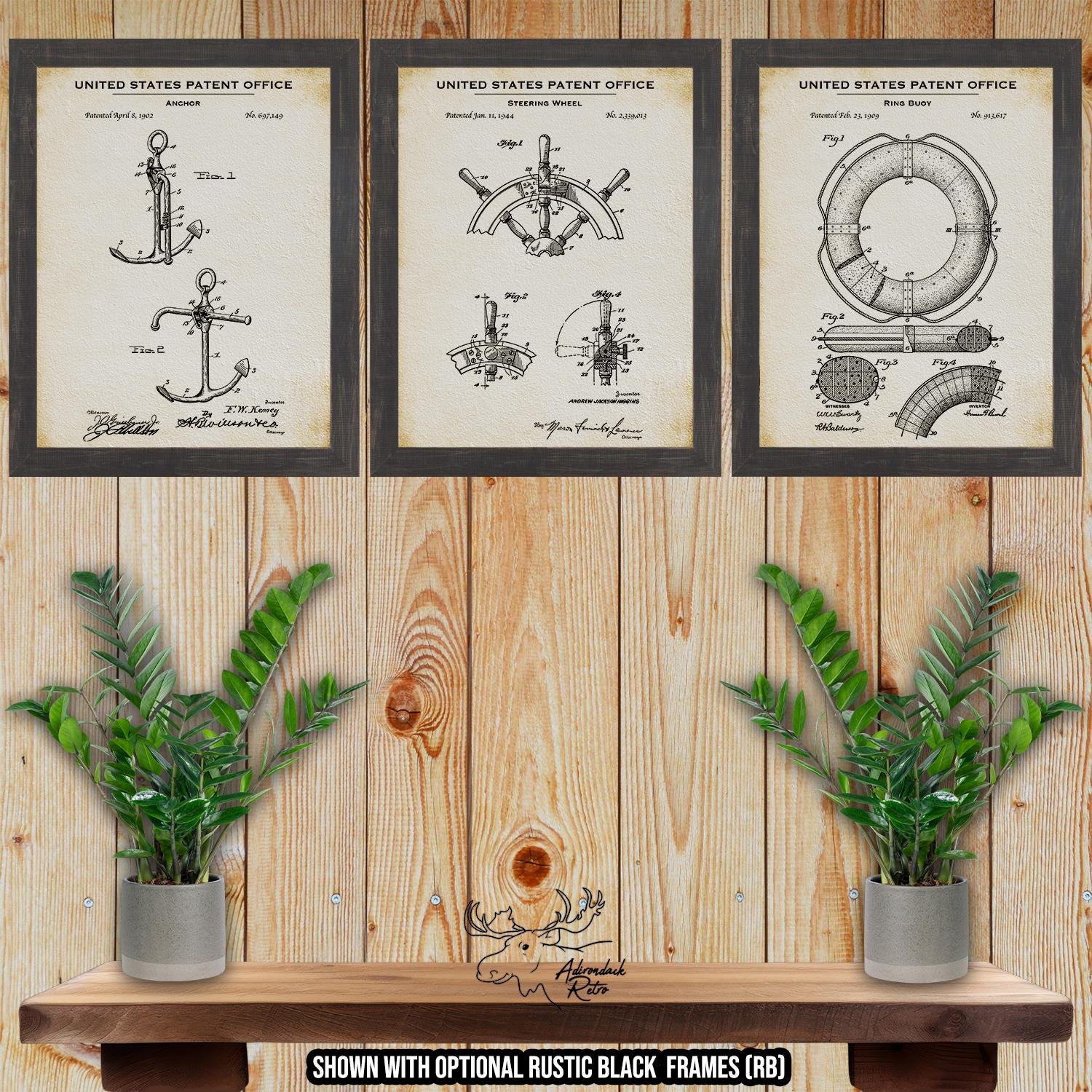 Nautical Patent Print Set of 3 - Nautical Posters - Sailing Inventions at Adirondack Retro