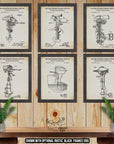 Outboard Motor Patent Print Set of 6 - Nautical Posters - Boat Motor Inventions at Adirondack Retro