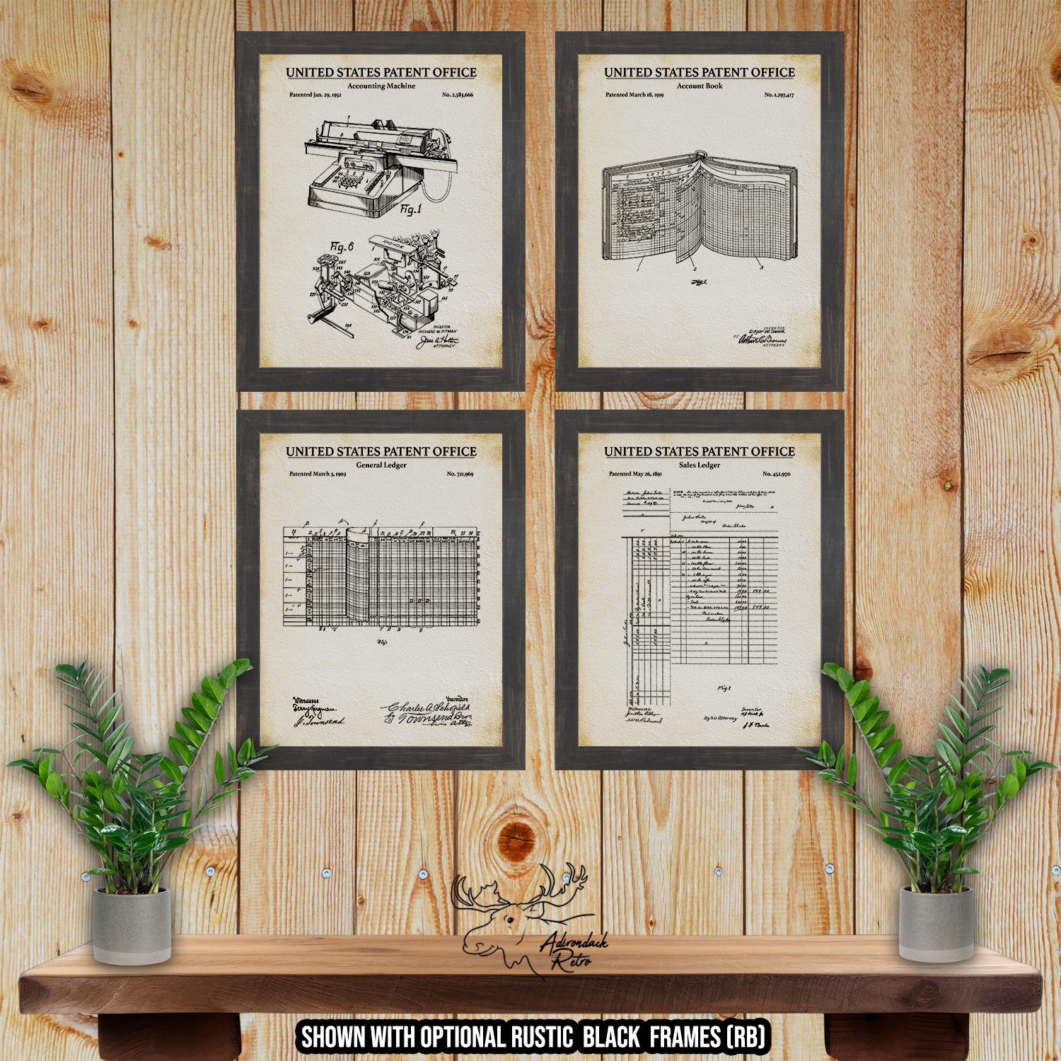 Accounting Patent Print Set of 4 - Accounting Inventions - Accountant Gift at Adirondack Retro