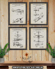 Military Aircraft Patent Print Set of 4 - Aviation Posters - Military Airplane Inventions at Adirondack Retro