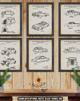 Classic American Car Patent Print Set of 6 - Retro Automobile Posters - Classic Automobile Inventions at Adirondack Retro