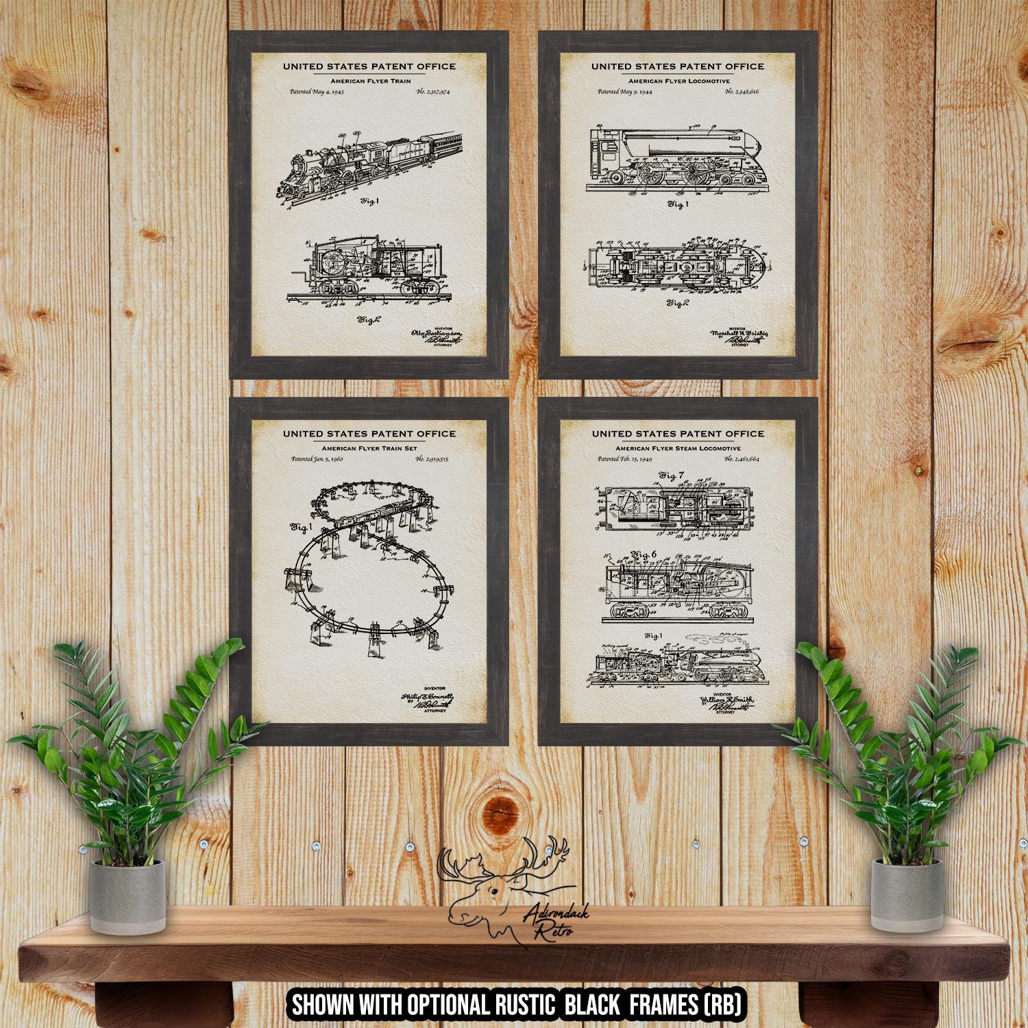 Model Railroad Patent Print Set of 4 - Model Railroad Posters - Model Train Inventions at Adirondack Retro