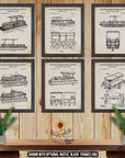 Pontoon Boat Patent Print Set of 6 - Deck Boat Poster Set - Boating Inventions at Adirondack Retro