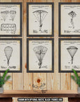 Parachute Patent Print Set of 6 - Parachute Poster Set - Vintage Aviation Inventions at Adirondack Retro