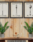 Cutlery Patent Print Set of 3 - Silverware Poster - Kitchen Utensils Invention at Adirondack Retro