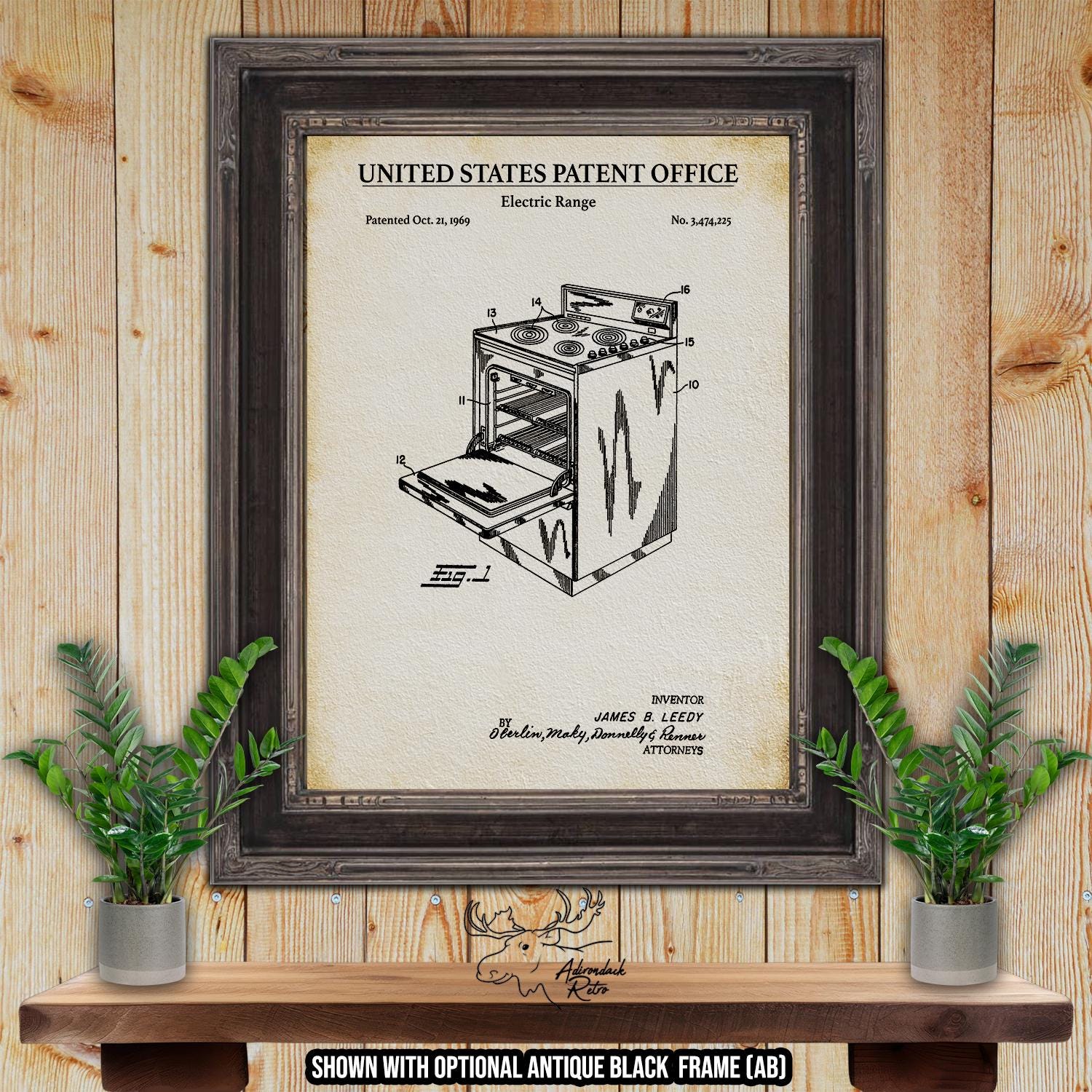 Electric Range Patent Print - 1969 Kitchen Appliance Illustration - Kitchen Invention at Adirondack Retro