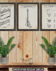 Bass Guitar Patent Print Set of 3 - Bass Guitar Posters - Guitar Inventions at Adirondack Retro