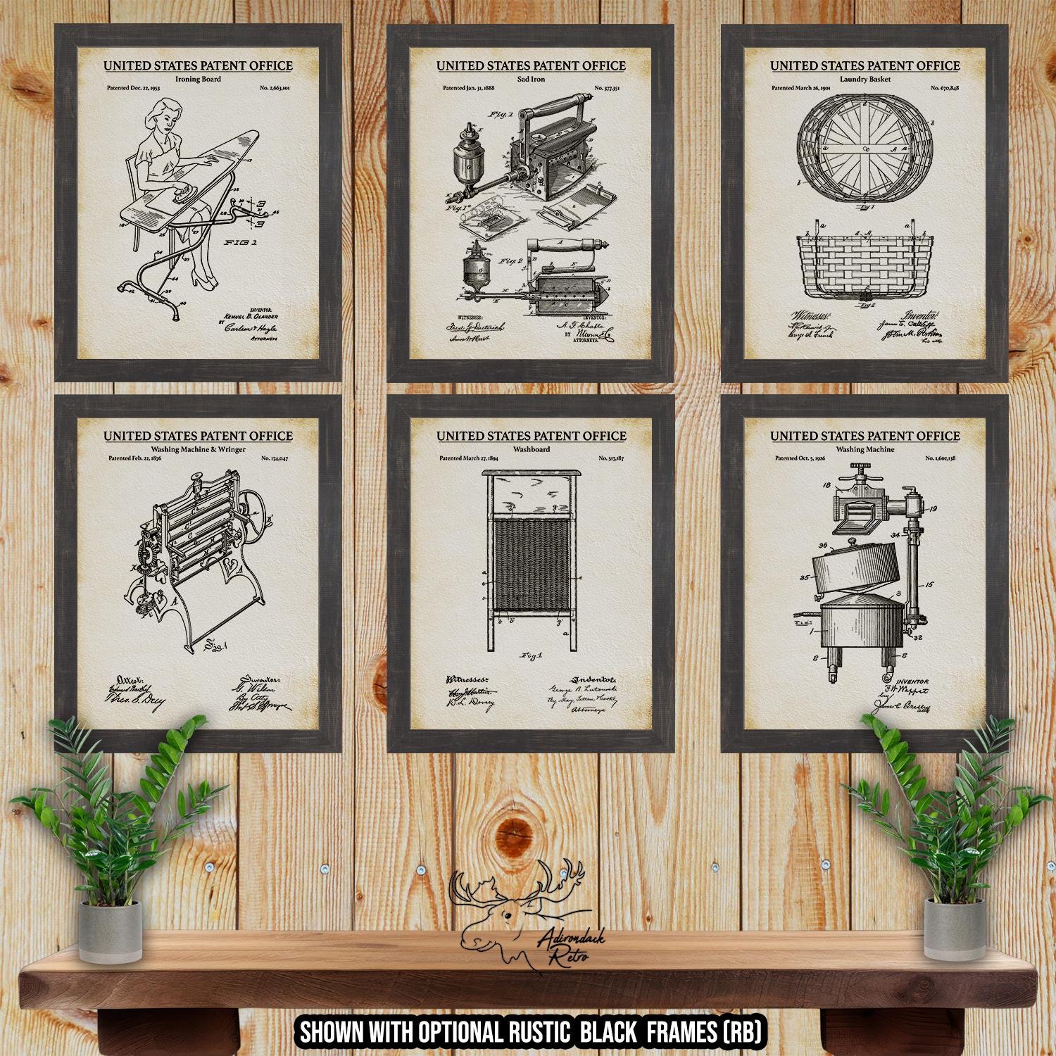 Laundry Room Patent Print Set of 6 - Laundry Inventions at Adirondack Retro