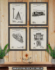 Railroad Patent Print Set of 4 - Train Posters - Railroad Inventions at Adirondack Retro