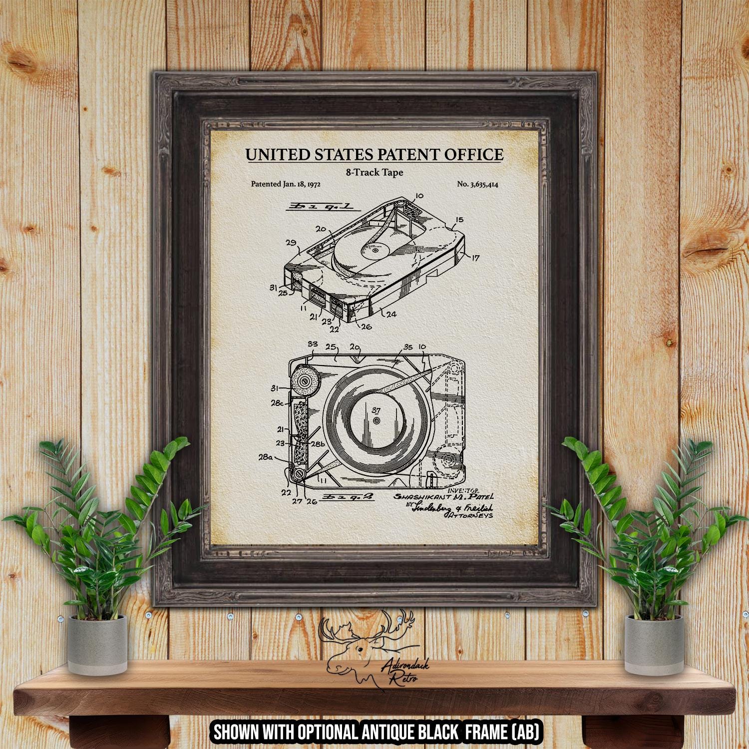 8 Track Tape Patent Print - Vintage Electronics Poster - 1972 8-Track Invention at Adirondack Retro