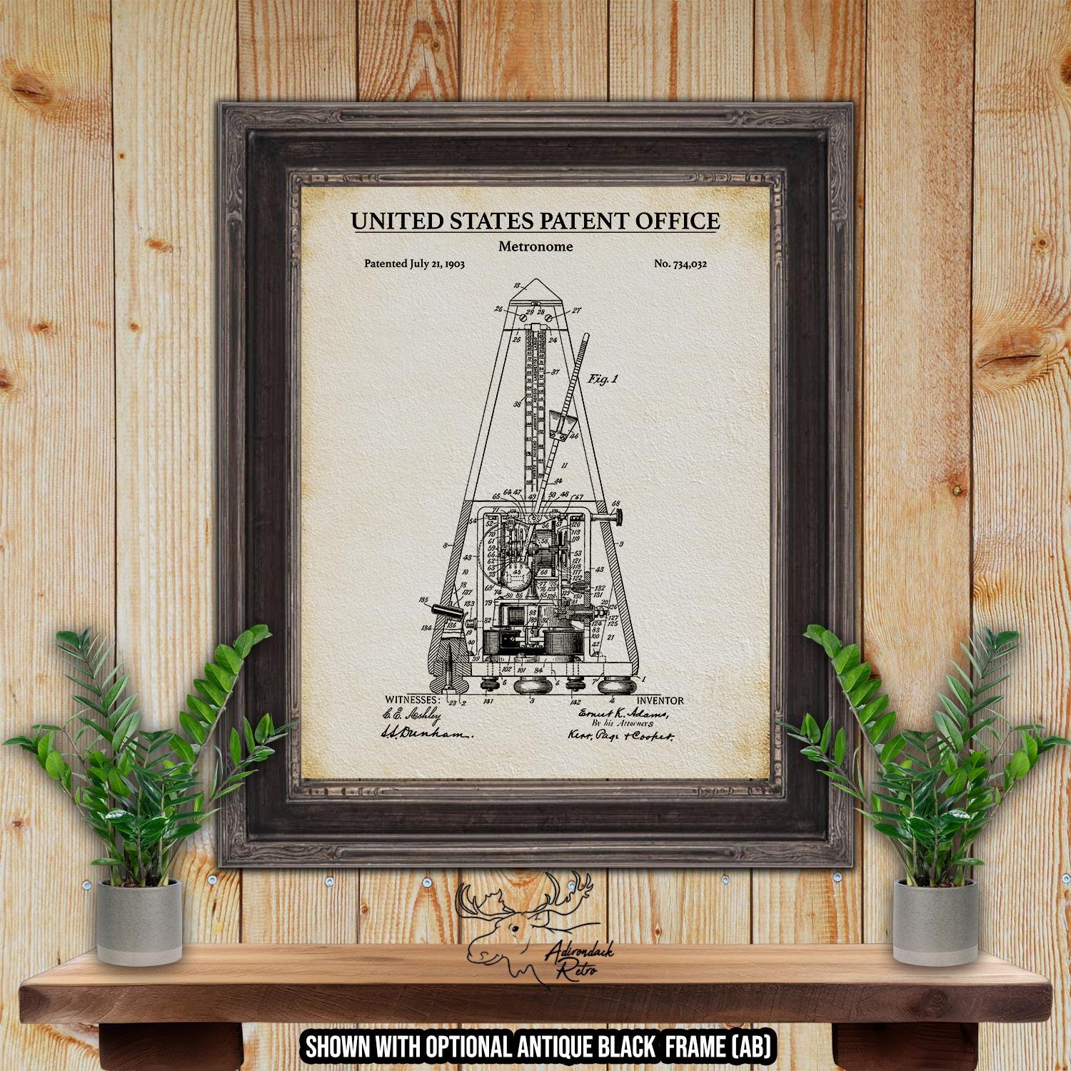 Metronome Patent Print - Vintage Electronics Poster - 1903 Metronome Invention at Adirondack Retro