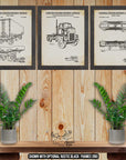 Tractor Trailer Patent Print Set of 3 - Semi Truck Posters - Trucking Inventions at Adirondack Retro