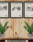 Tractor Patent Print Set of 3 - Rustic Tractor Posters - Vintage Tractor Inventions at Adirondack Retro