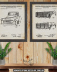 Pickup Truck Patent Print Set of 2 - Ranching Posters - Rustic Farming Inventions at Adirondack Retro