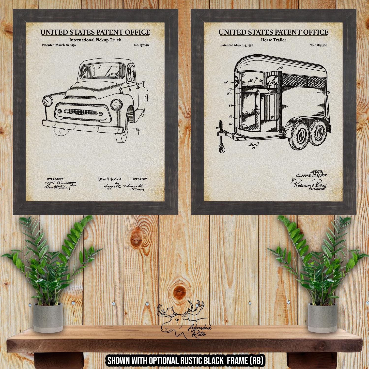 Horse Owner Patent Print Set of 2 - Ranching Posters - Rustic Farming Inventions at Adirondack Retro