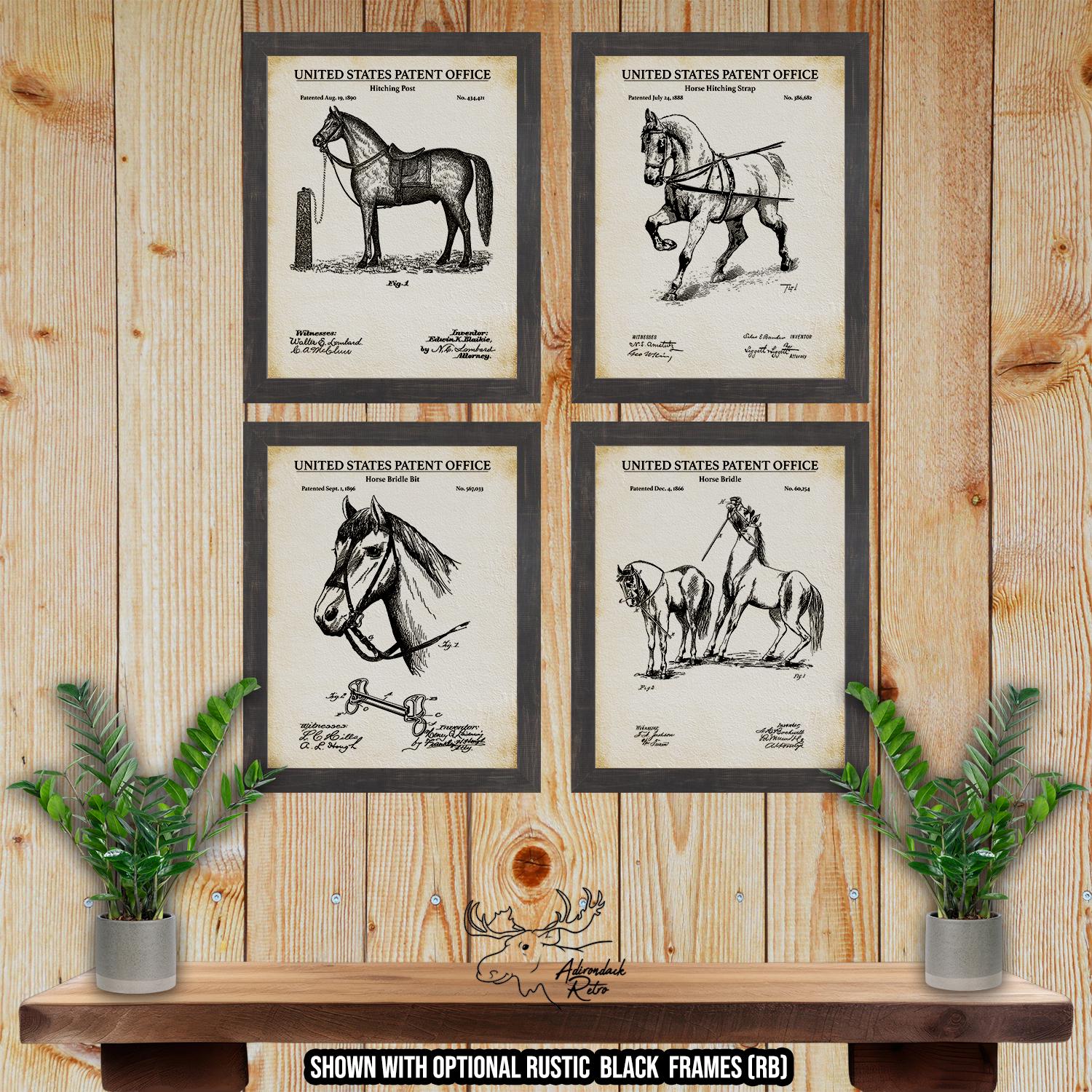 Horse Owner Patent Print Set of 4 - Horse Owner Gift - Equestrian Posters at Adirondack Retro