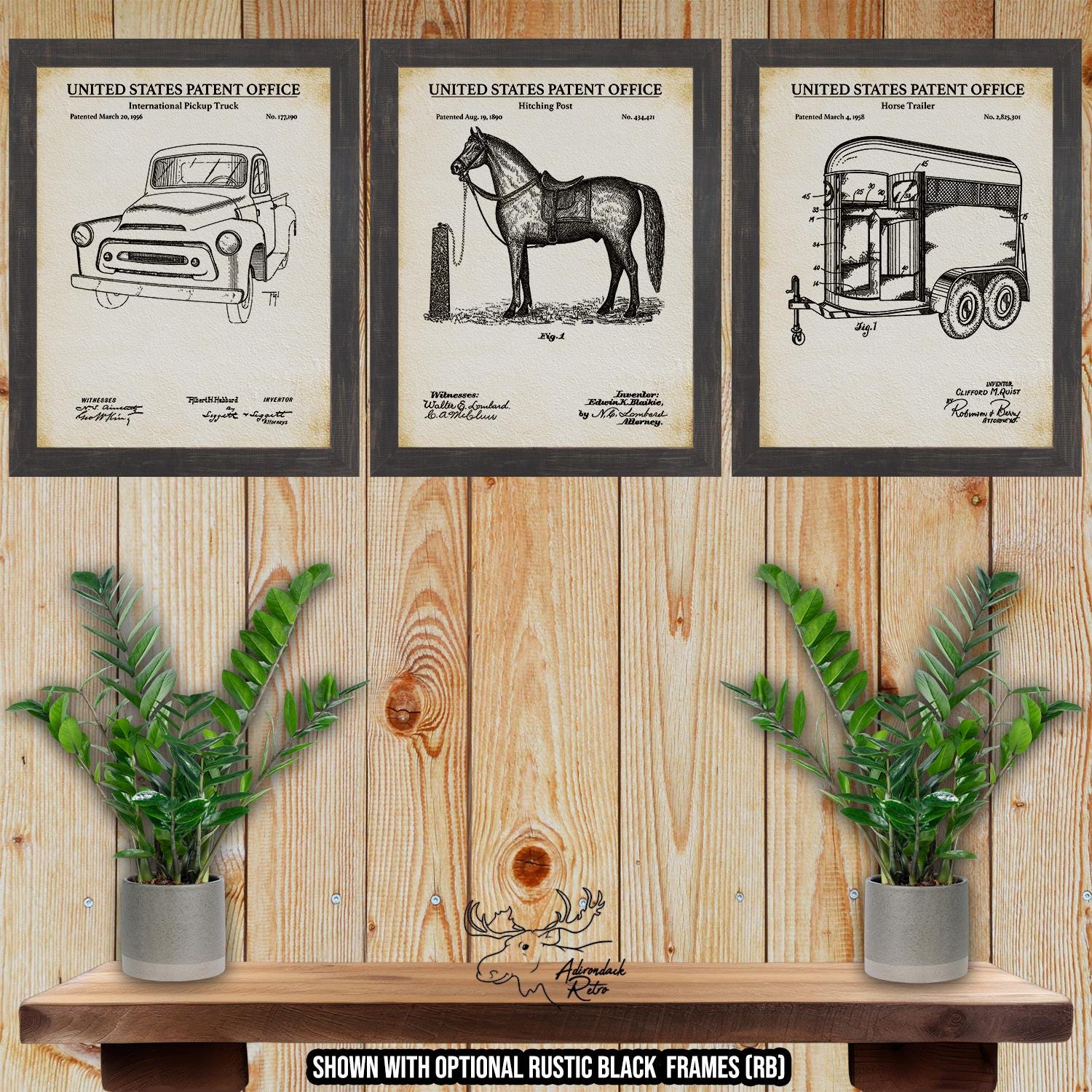 Horse Owner Patent Print Set of 3 - Farming Inventions at Adirondack Retro