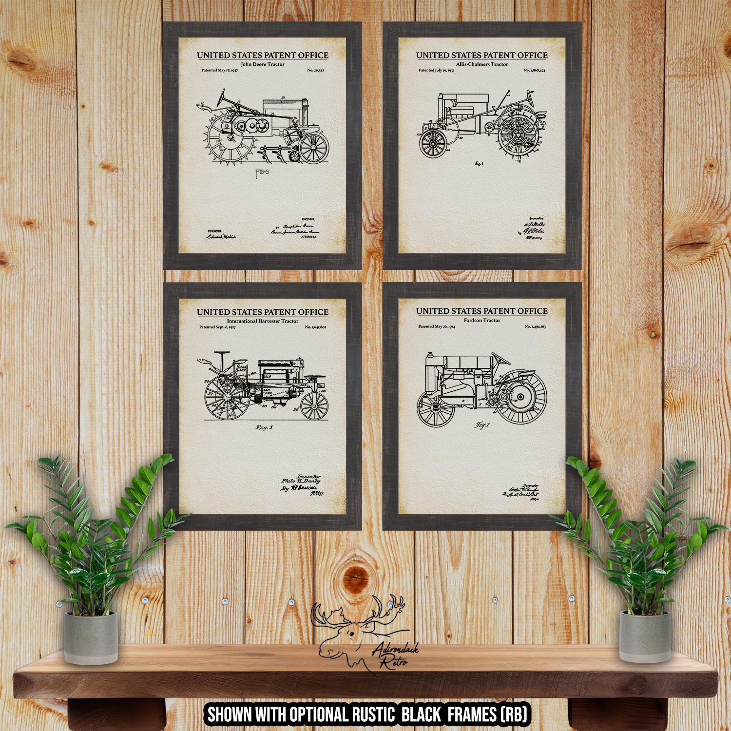 Tractor Patent Print Set of 4 - Rustic Tractor Posters - Vintage Tractor Inventions at Adirondack Retro