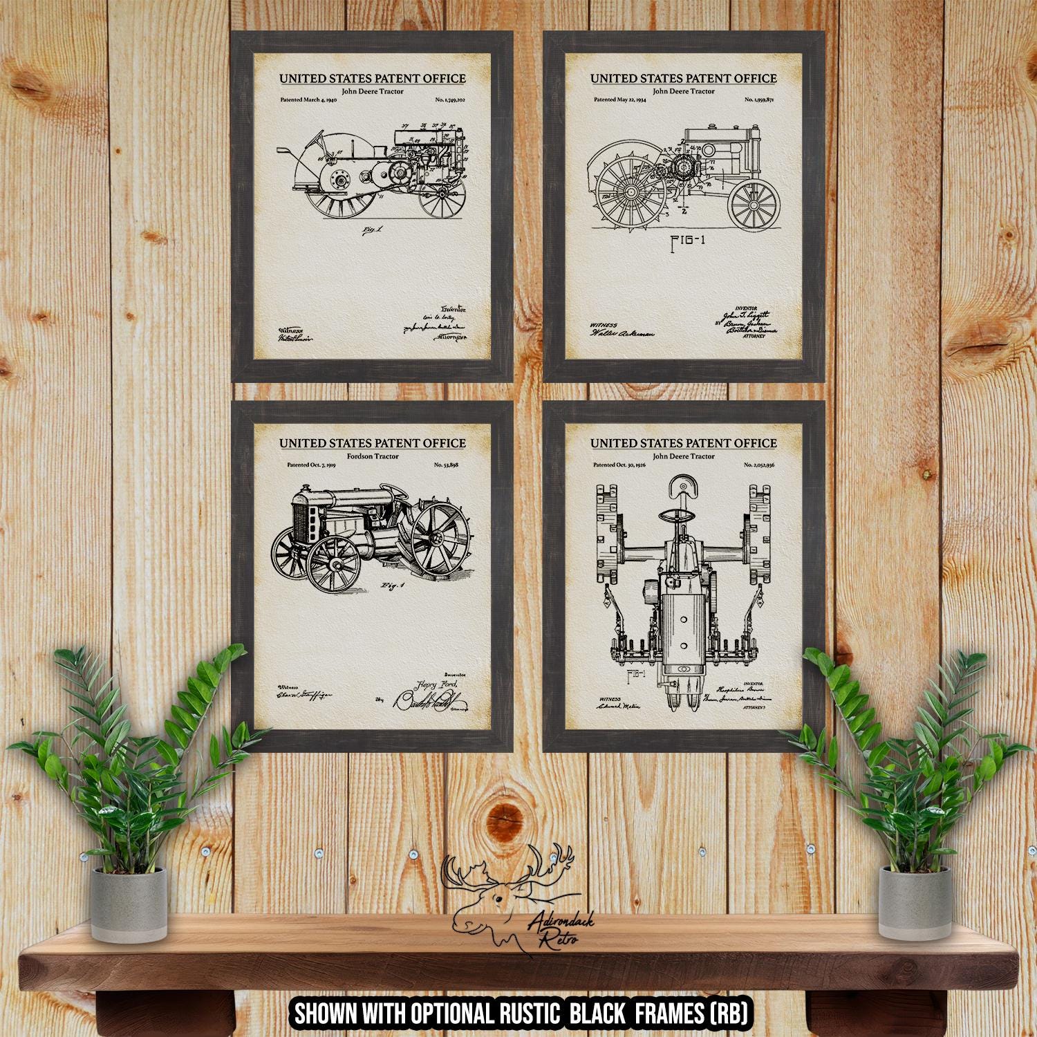 Farm Tractors Patent Print Set of 4 - Tractor Posters - Tractor Inventions at Adirondack Retro