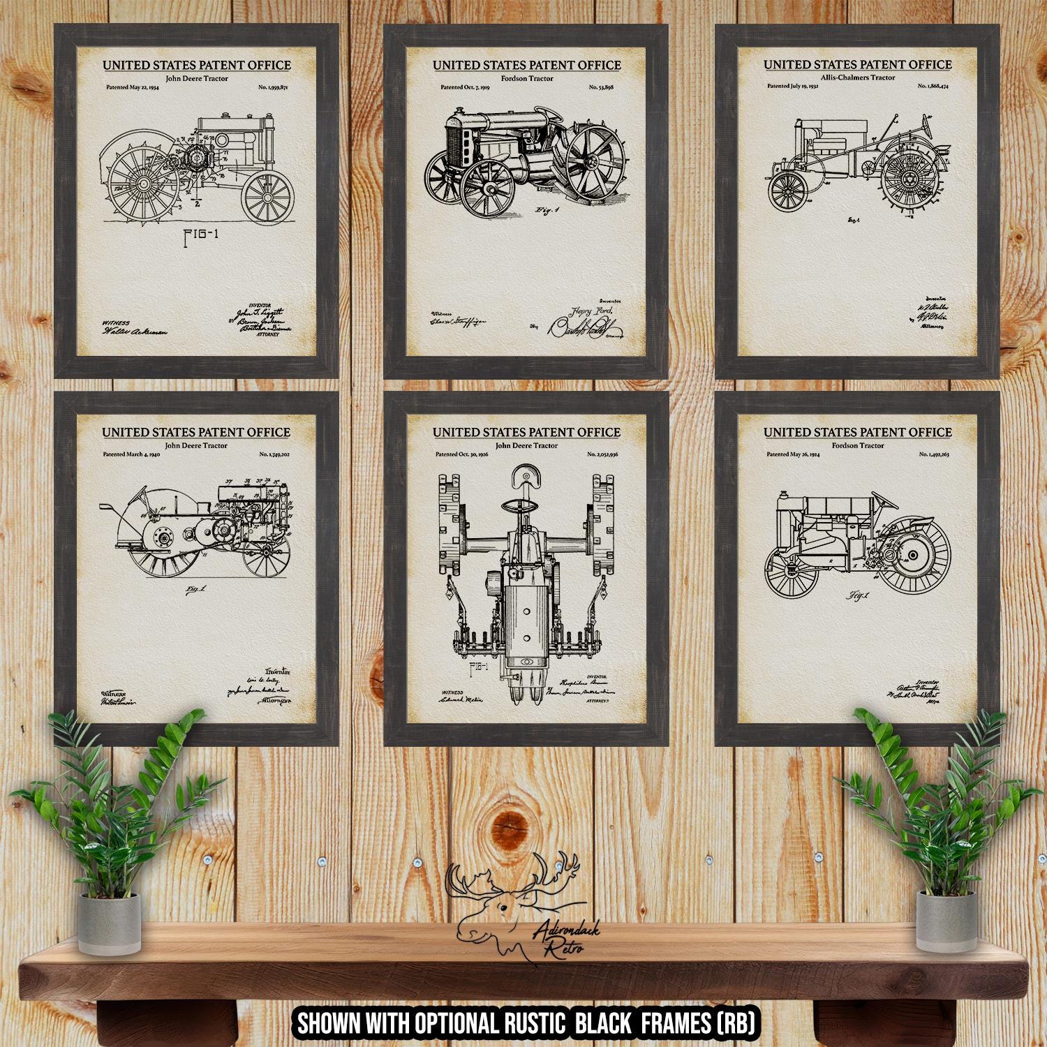 Tractor Patent Print Set of 6 - Tractor Poster Set - Tractor Inventions at Adirondack Retro