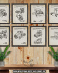 Semi Truck Patent Print Set of 8 - Rustic Truck Posters - Vintage Trucking Inventions at Adirondack Retro