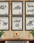 Construction Vehicle Patent Print Set of 6 - Heavy Equipment Posters - Construction Equipment Inventions at Adirondack Retro