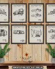 Construction Vehicle Patent Print Set of 8 - Heavy Machinery Wall Art - Construction Inventions at Adirondack Retro