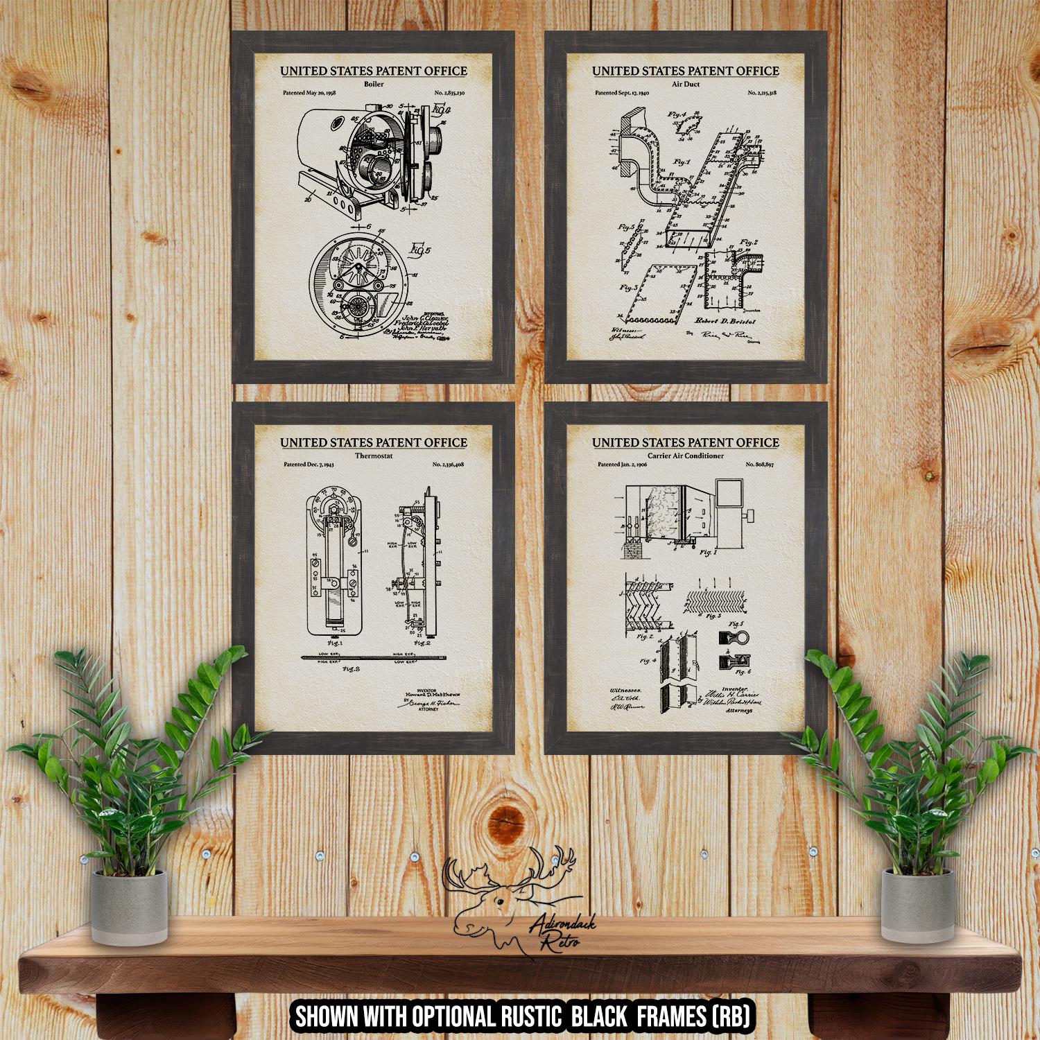 HVAC Patent Print Set of 4 - HVAC Inventions - HVAC Technician Gift at Adirondack Retro