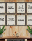 Train Patent Print Set of 8 - Locomotive Poster Set - Railroad Inventions at Adirondack Retro