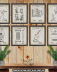 Exercise Equipment Patent Print Set of 8 - Home Gym Posters - Fitness Equipment Inventions at Adirondack Retro