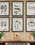 Scuba Diving Patent Print Set of 6 - Deep Sea Diving Posters - Scuba Diving Inventions at Adirondack Retro