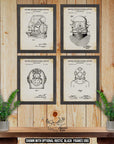 Diving Helmet Patent Print Set of 4 - Deep Sea Diving Posters - Scuba Diving Inventions at Adirondack Retro