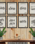 Motorcycle Patent Print Set of 8 - Motorcycle Posters - Motorcycle Inventions at Adirondack Retro